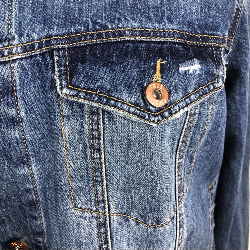 New Plus Size Distressed Denim Jean Jacket-SZ 2X - Picture 4 of 9
